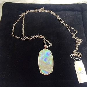 New Kendra Scott Faceted Reid Long Necklace in White Abalone / Silver
